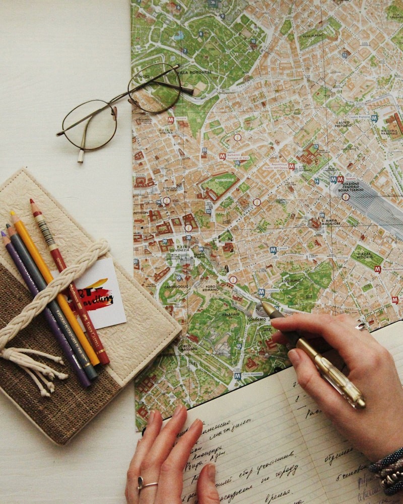 Planning an itinerary on a city map